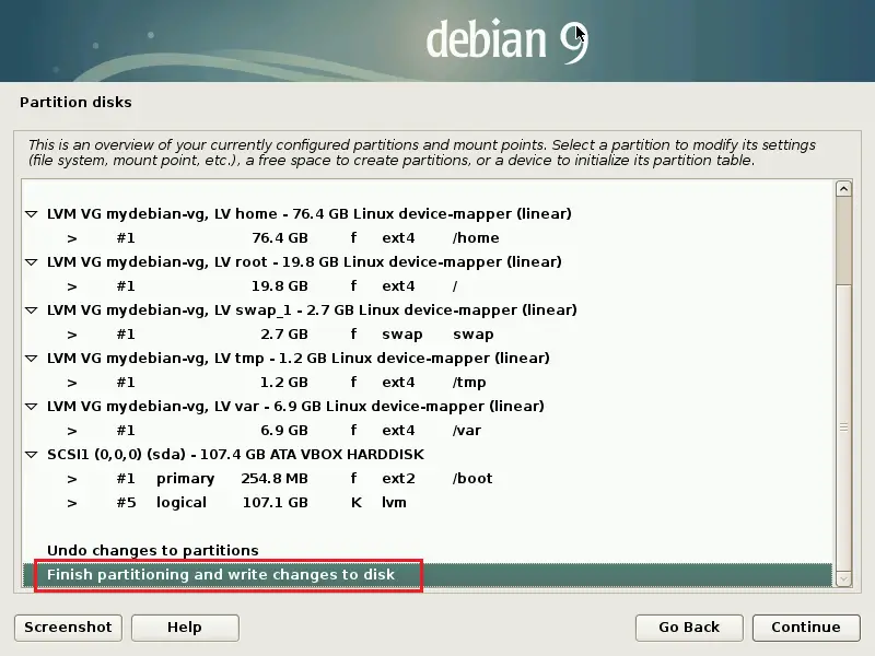 Install Debian 9 Stretch - Final Disk Layout
