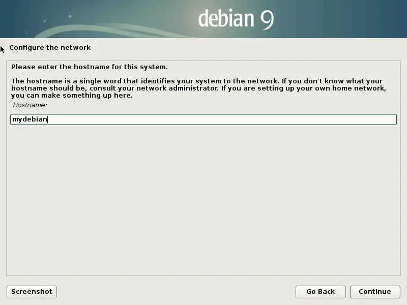 Install Debian 9 Stretch - Set Hostname