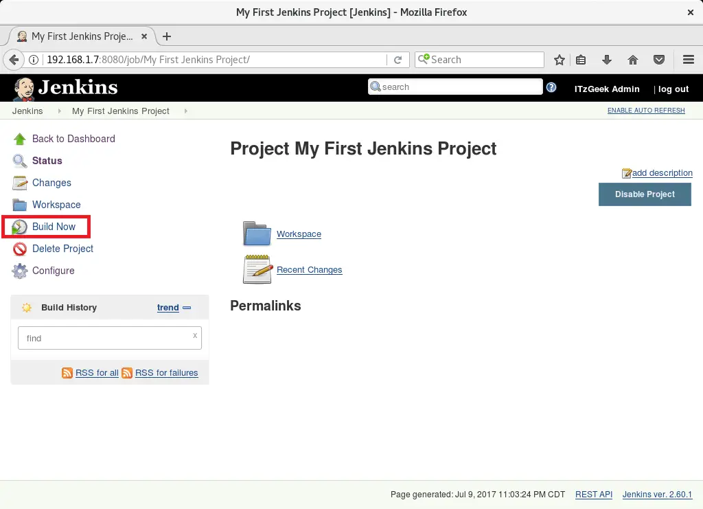 Install and Configure Jenkins on Debian 9 - First Project