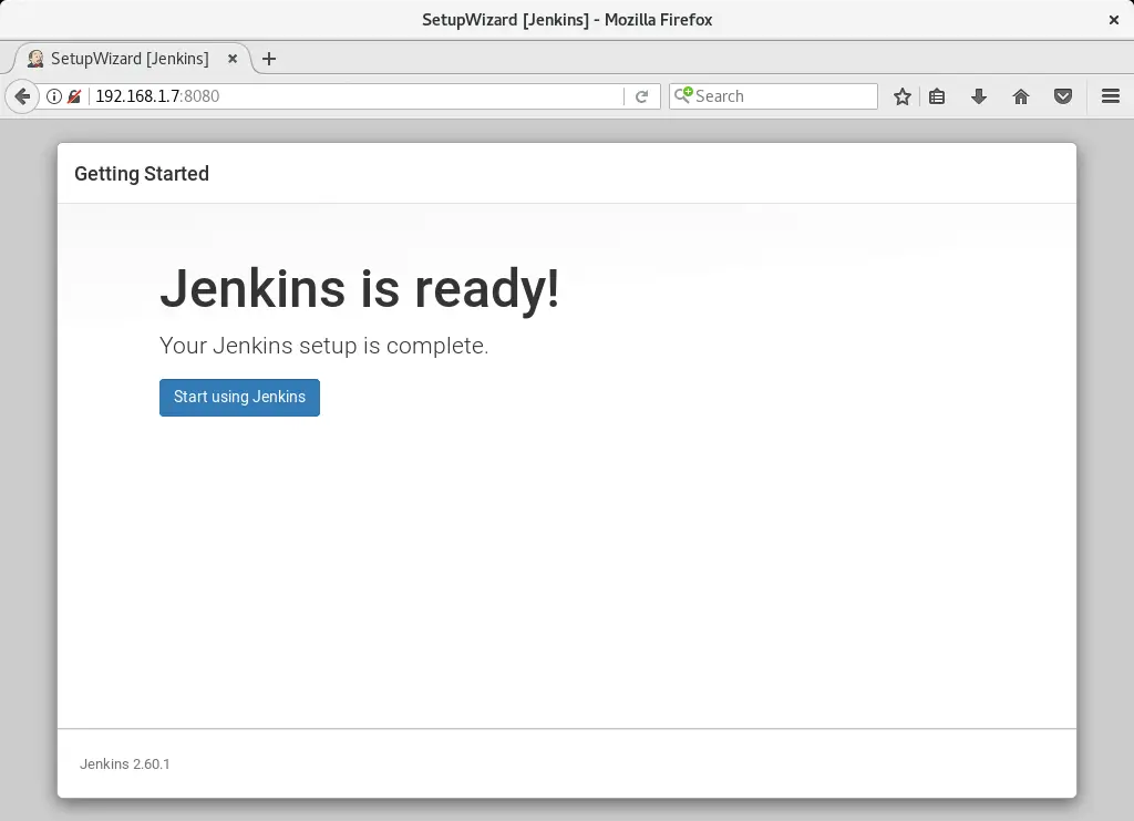 Install and Configure Jenkins on Debian 9 - Installation Complete