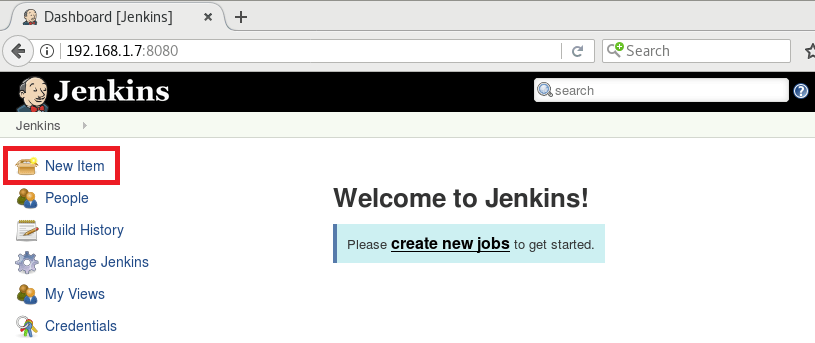 Install and Configure Jenkins on Debian 9 - New Project