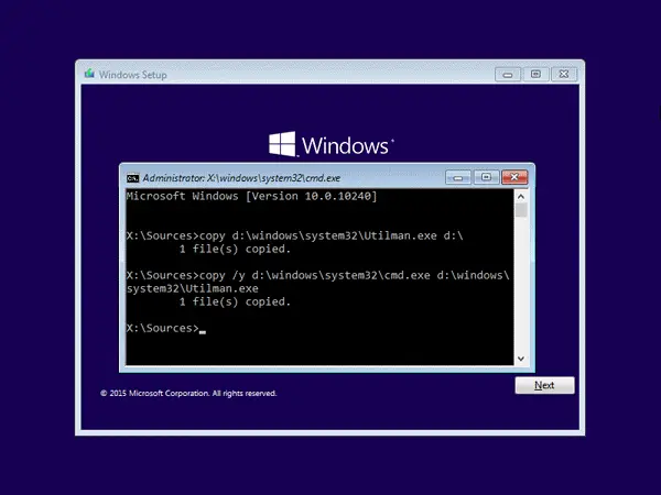 Reset Forgotten Windows 10 Password - Command Prompt