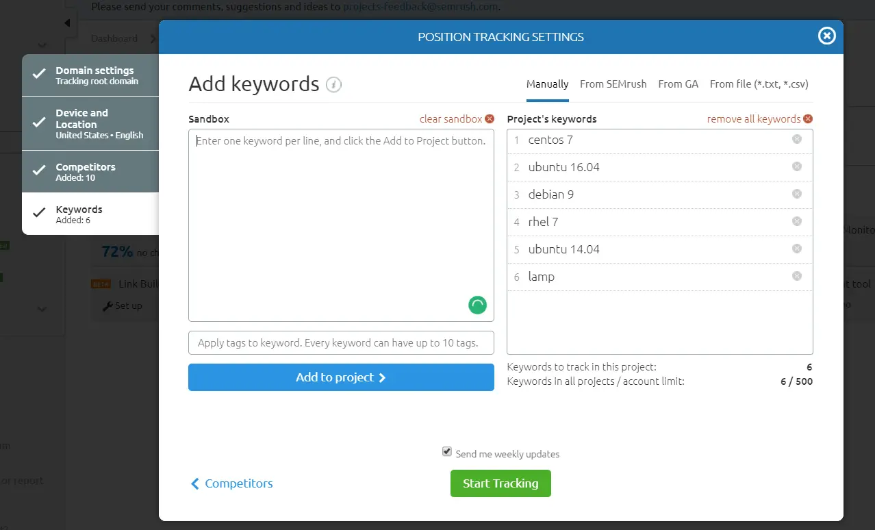 SEMrush Review Keyword Position Tracking