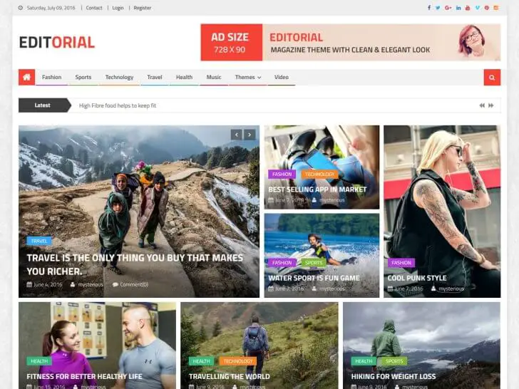 Best Free Magazine WordPress Themes - Editorial Magazine Theme