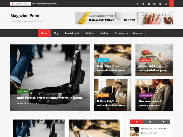 Best Free Magazine WordPress Themes - Magazine Point Magazine Theme