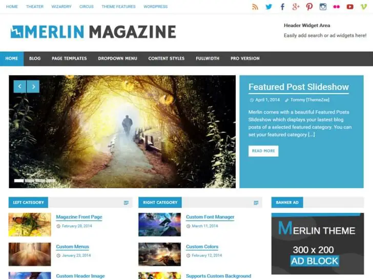 Best Free Magazine WordPress Themes - Merlin Magazine Theme