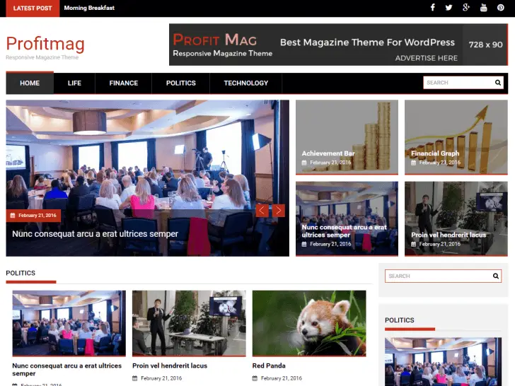 Best Free Magazine WordPress Themes - ProfitMag Magazine Theme