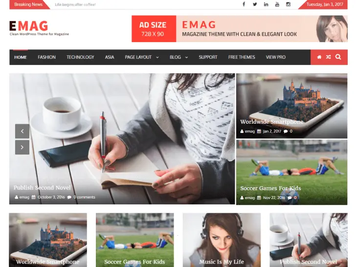 Best Free Magazine WordPress Themes - eMag Theme
