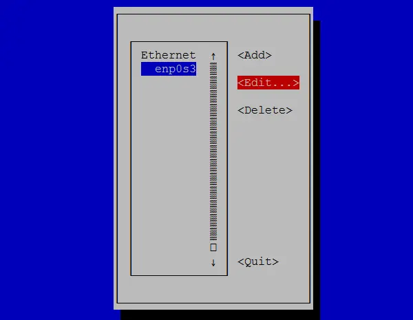 Configure Static IP Address in CentOS 7 - Choose the network interface