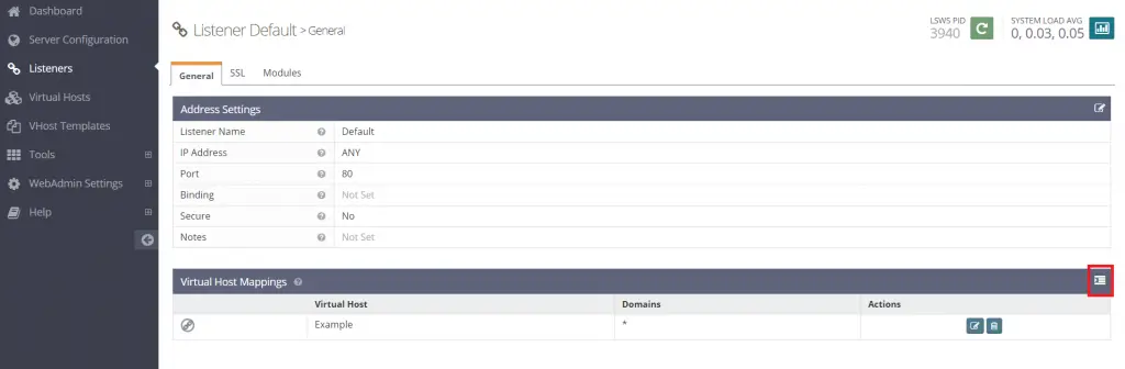 Create Virtual Hosts in OpenLiteSpeed Web Server - Add Virtual Host Mapping