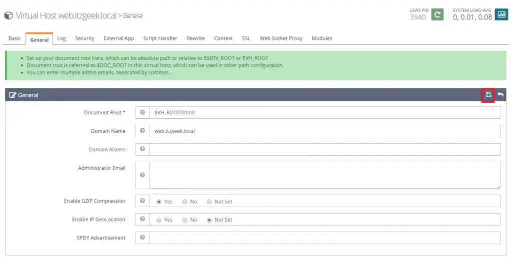 Create Virtual Hosts in OpenLiteSpeed Web Server - OpenLiteSpeed Document Root