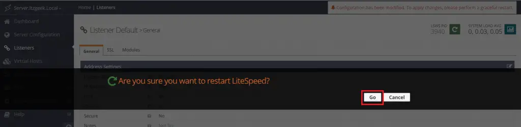 Create Virtual Hosts in OpenLiteSpeed Web Server - Restart OpenLiteSpeed Service