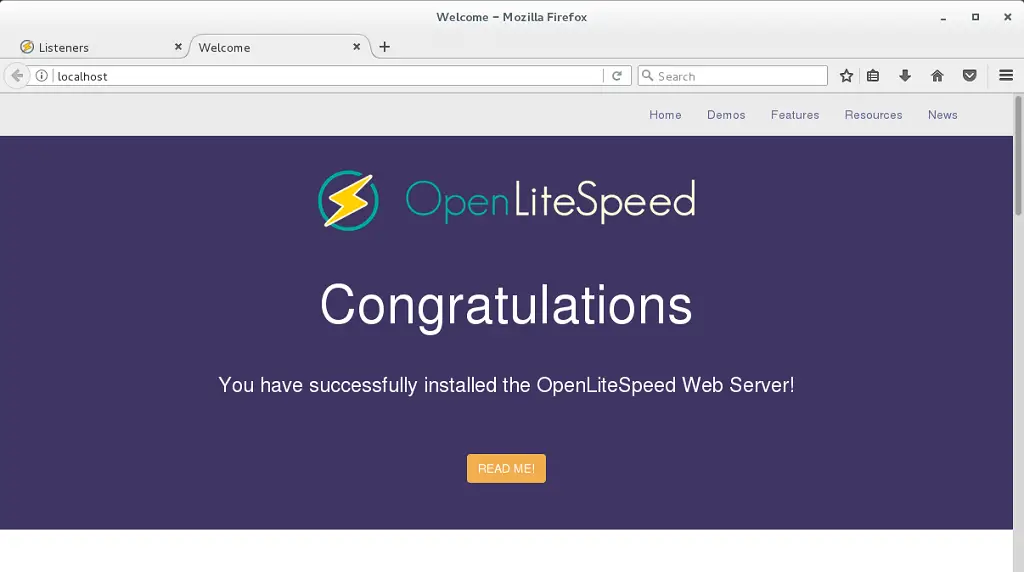 Install OpenLiteSpeed on CentOS 7 - OpenLiteSpeed Welcome Page on Port 80