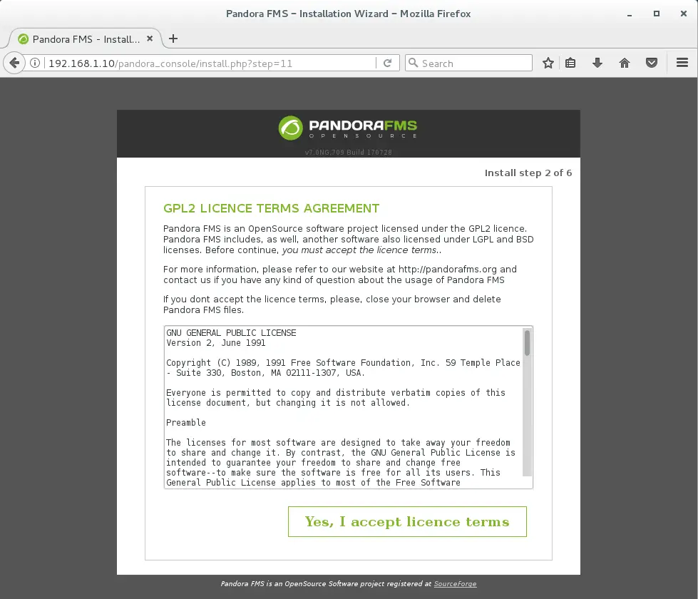 Install PandoraFMS Server on CentOS 7 - Pandora License Agreement