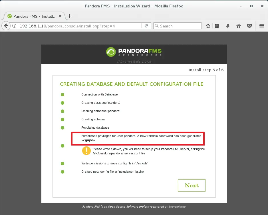 Install PandoraFMS Server on CentOS 7 - PandoraFMS DB Password