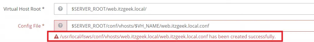 create Virtual Hosts in OpenLiteSpeed Web Server - OpenLiteSpeed Config File created