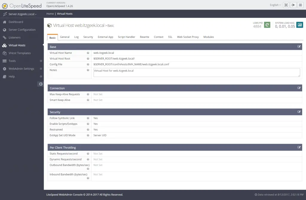 create Virtual Hosts in OpenLiteSpeed Web Server - Virtual Host Basic Configuration