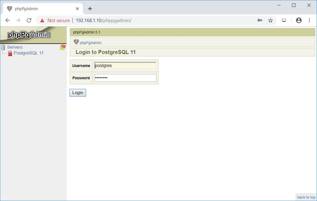 Install phpPgAdmin on Ubuntu 18.04 - Login to PostgreSQL Instance
