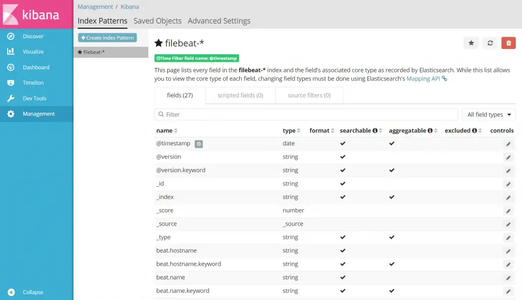Setup ELK Stack on Debian 9 - Index Patterns Mappings