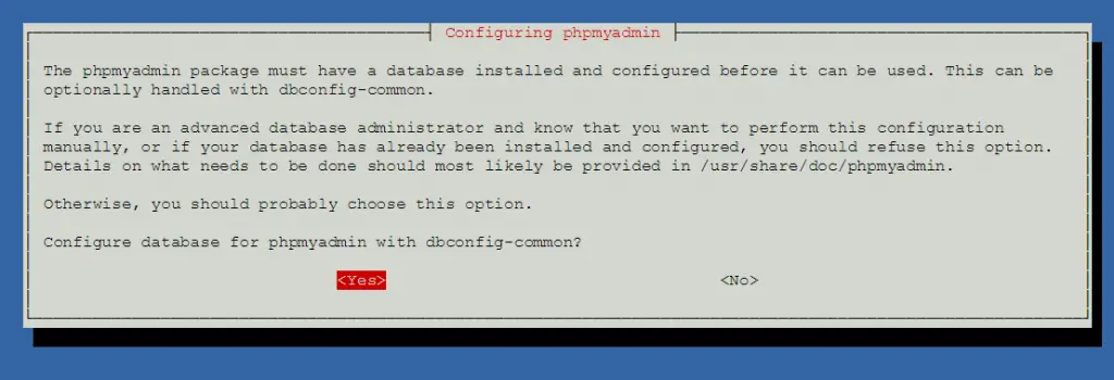 Install phpMyAdmin on Debian 9 - Database for phpMyAdmin
