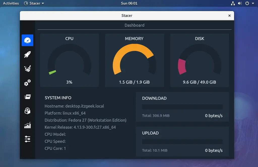 Stacer Dashboard