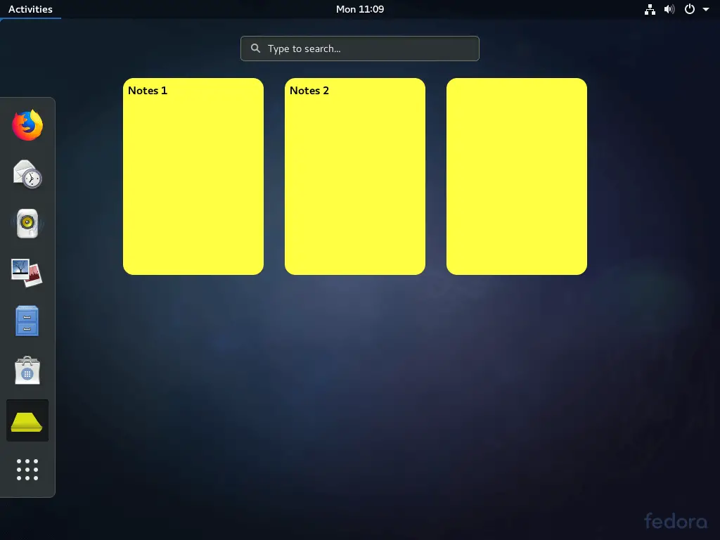 Sticky Notes View on Fedora