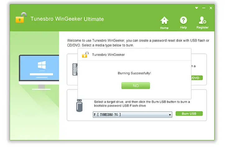 TunesBro WinGeeker Ultimate - USB Drive Creation