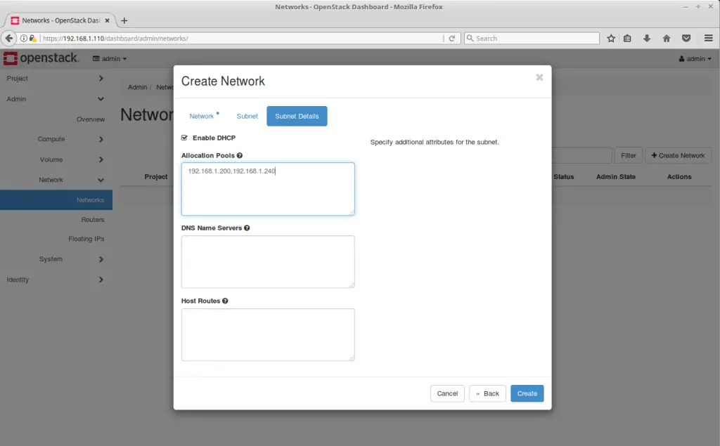 Configure OpenStack Networking - OpenStack External Subnet Details