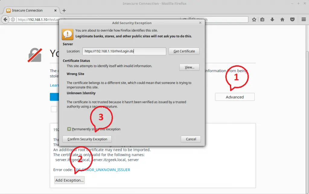 Install SpaceWalk on CentOS 7 - Certificate Error
