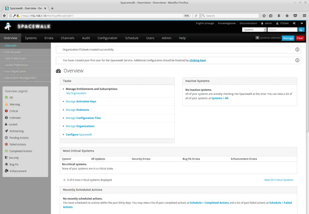 Install SpaceWalk on CentOS 7 - Spacewalk Home Page