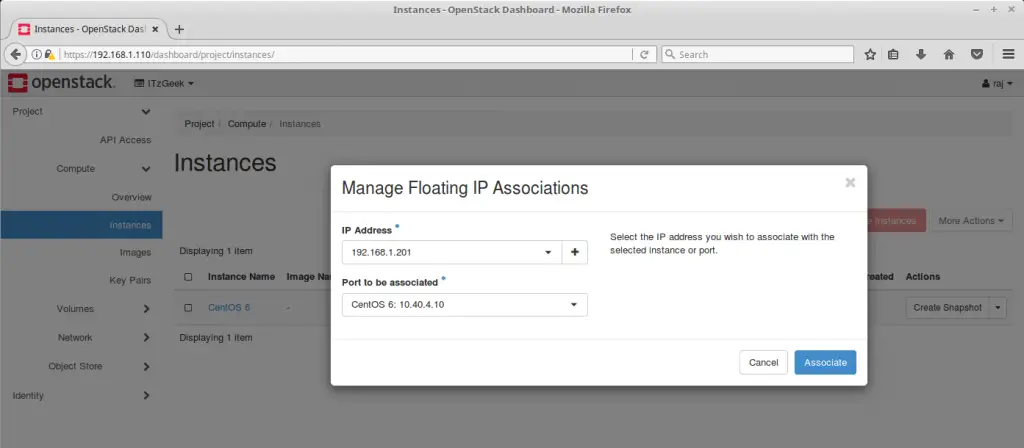 Launch an OpenStack Instance - Map the IP