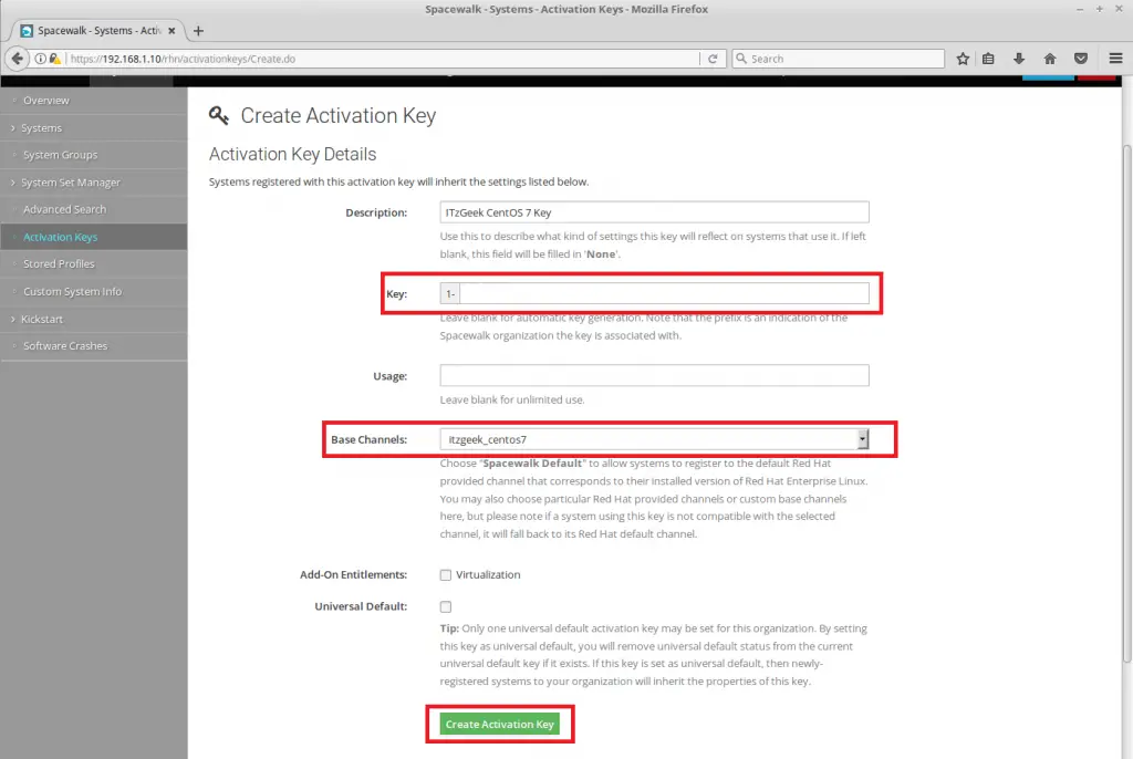 Managing Channels and Repositories in Spacewalk - Activation Key