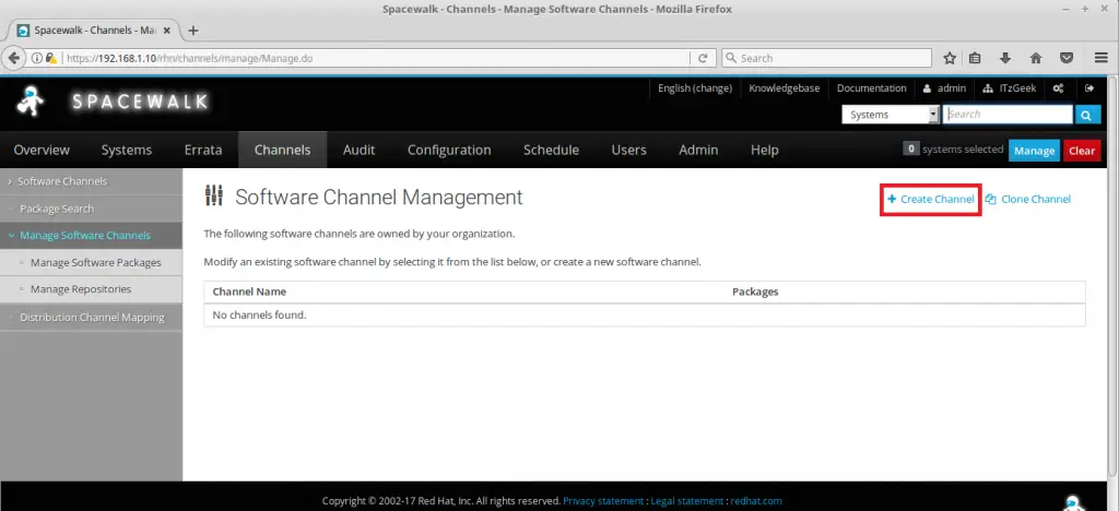 Managing Channels and Repositories in Spacewalk - Create Base Channel