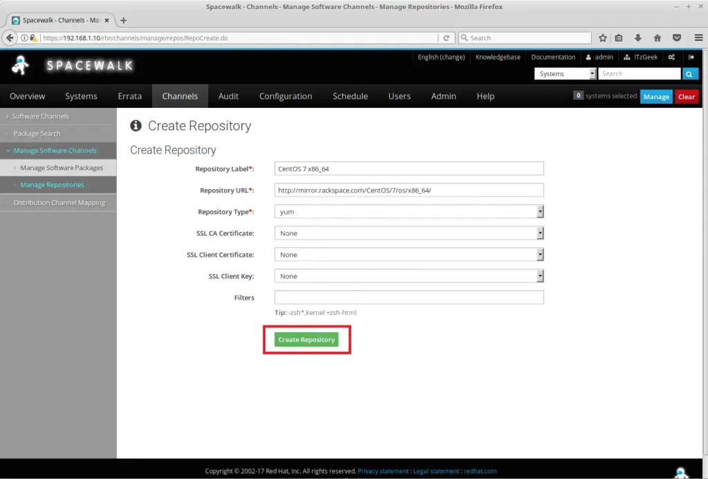 Managing Channels and Repositories in Spacewalk - Repository Information