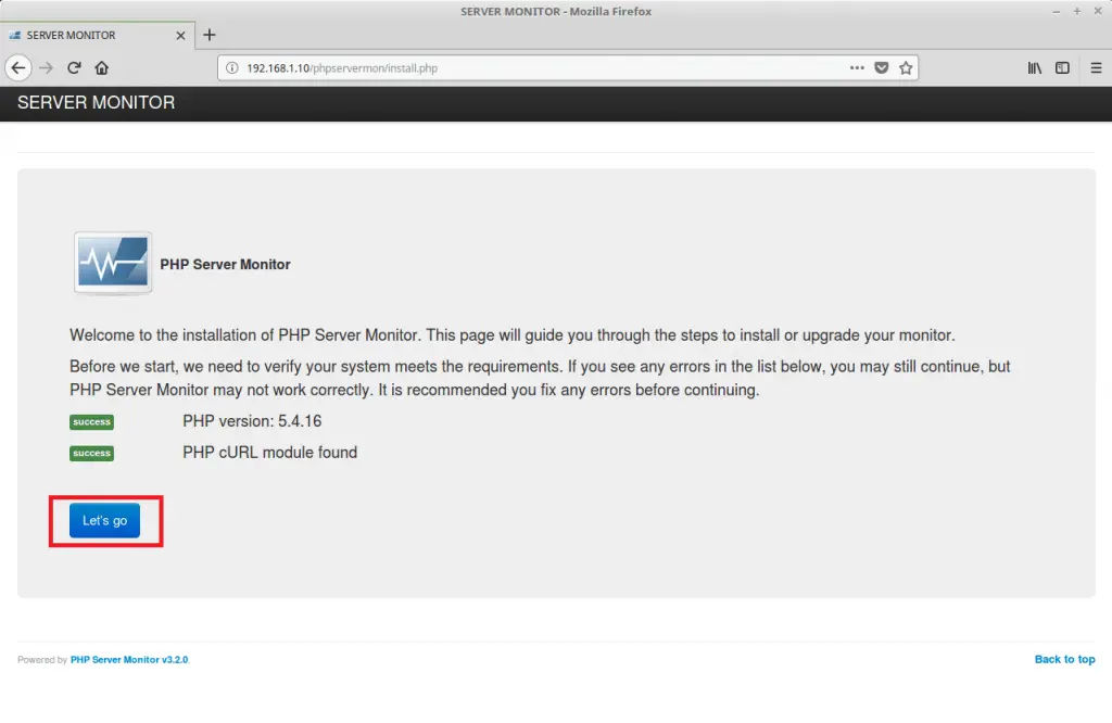 Install PHP Server Monitor on Ubuntu 16.04 - Installation Wizard