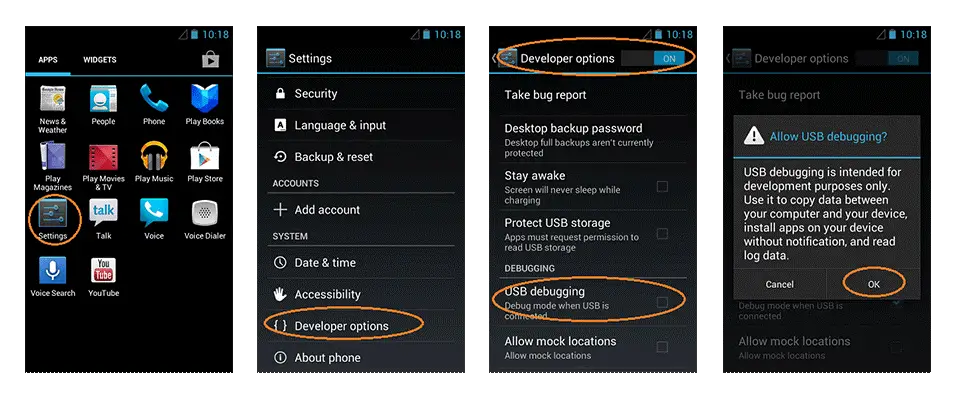 Enable USB Debugging