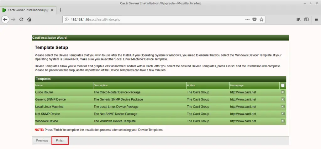 Install Cacti on Ubuntu 16.04 - Cacti Template Setup