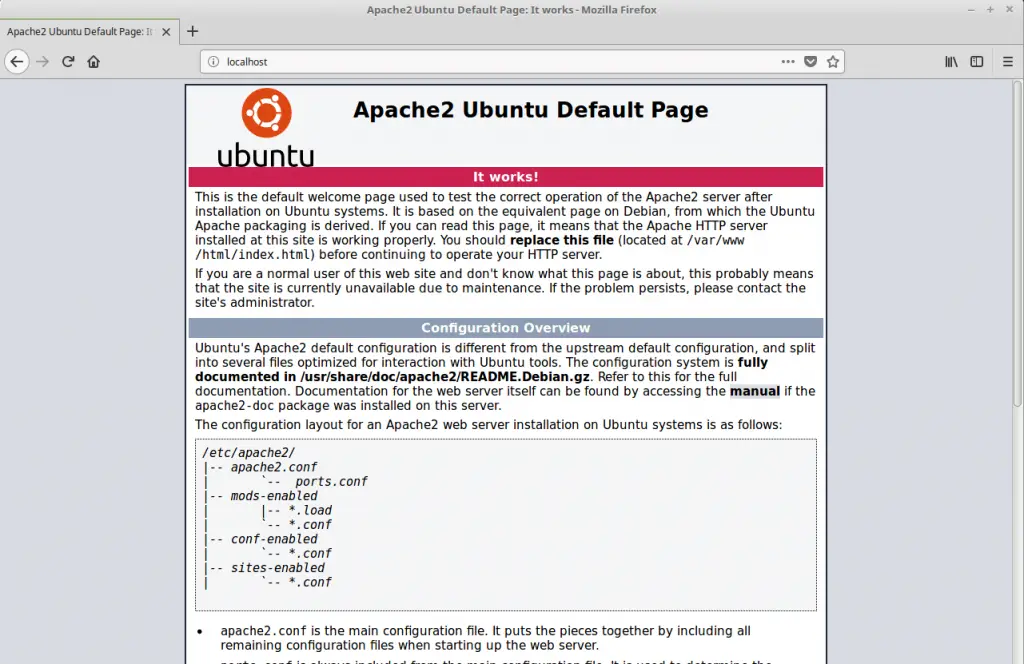 Install LAMP stack on Ubuntu 16.04 - Apache's Default Page in Ubuntu