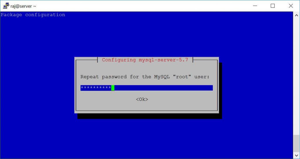 Install LAMP stack on Ubuntu 16.04 - Confirm MySQL Root Password