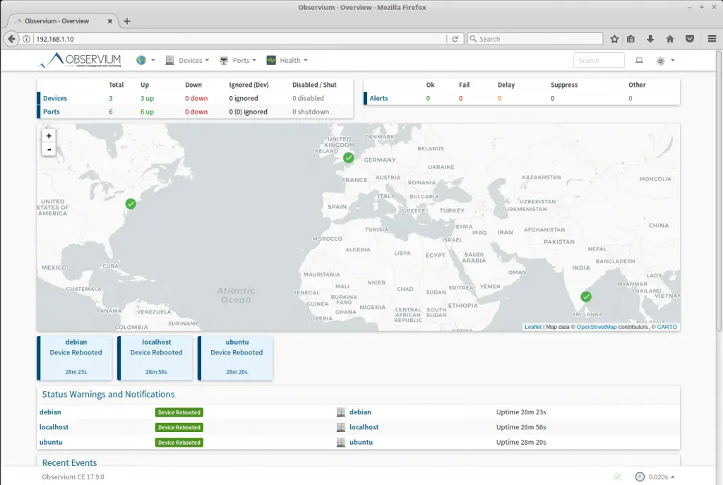 Monitor Linux Machines with Observium - Dashboard