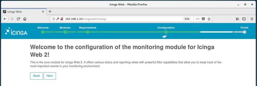 Setup Icinga Web 2 on CentOS 7 - Configure Icinga 2 Monitoring Module