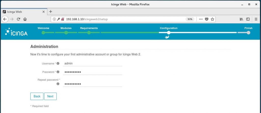 Setup Icinga Web 2 on CentOS 7 - Create Icinga Web 2 Admin Account