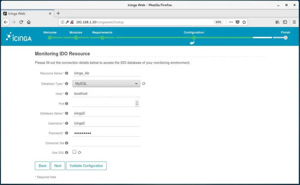 Setup Icinga Web 2 on CentOS 7 - IDO Database Details