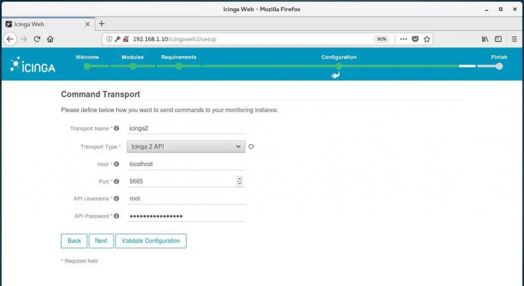 Setup Icinga Web 2 on CentOS 7 - Icinga 2 API Command Transport