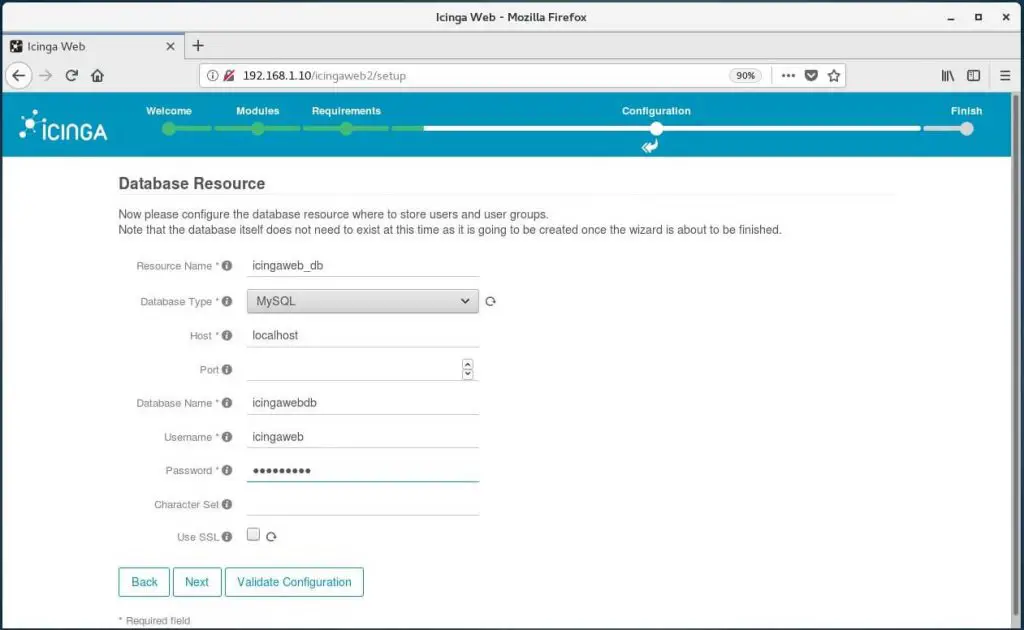 Setup Icinga Web 2 on CentOS 7 - Icinga Web2 Auth Database