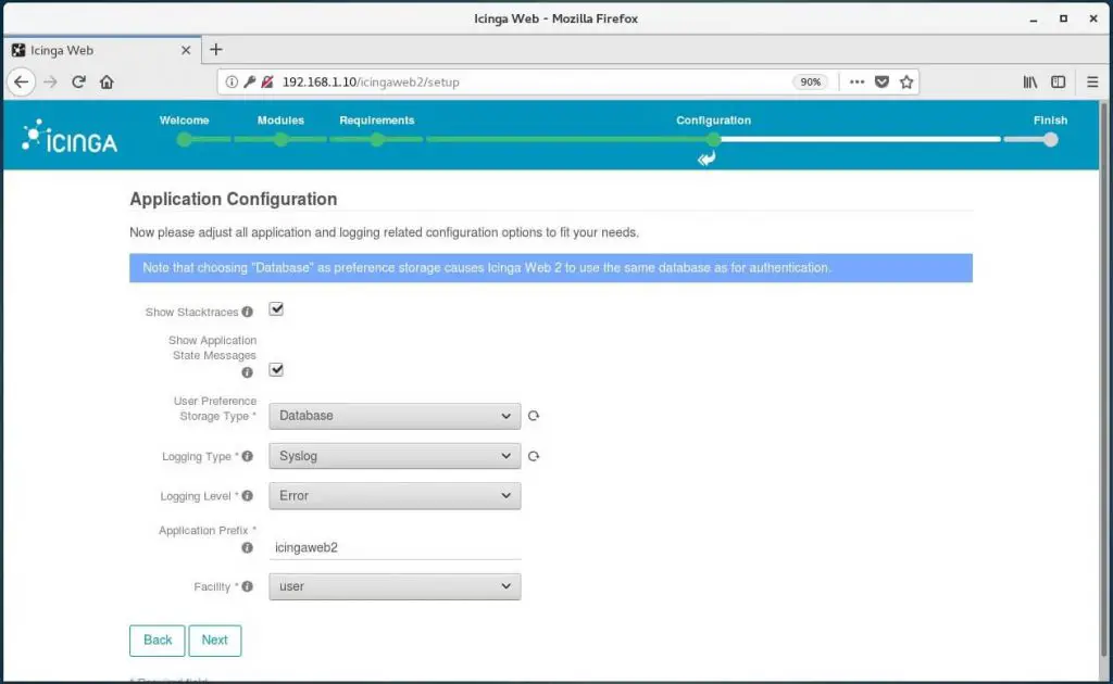 Setup Icinga Web 2 on CentOS 7 - Logging Information