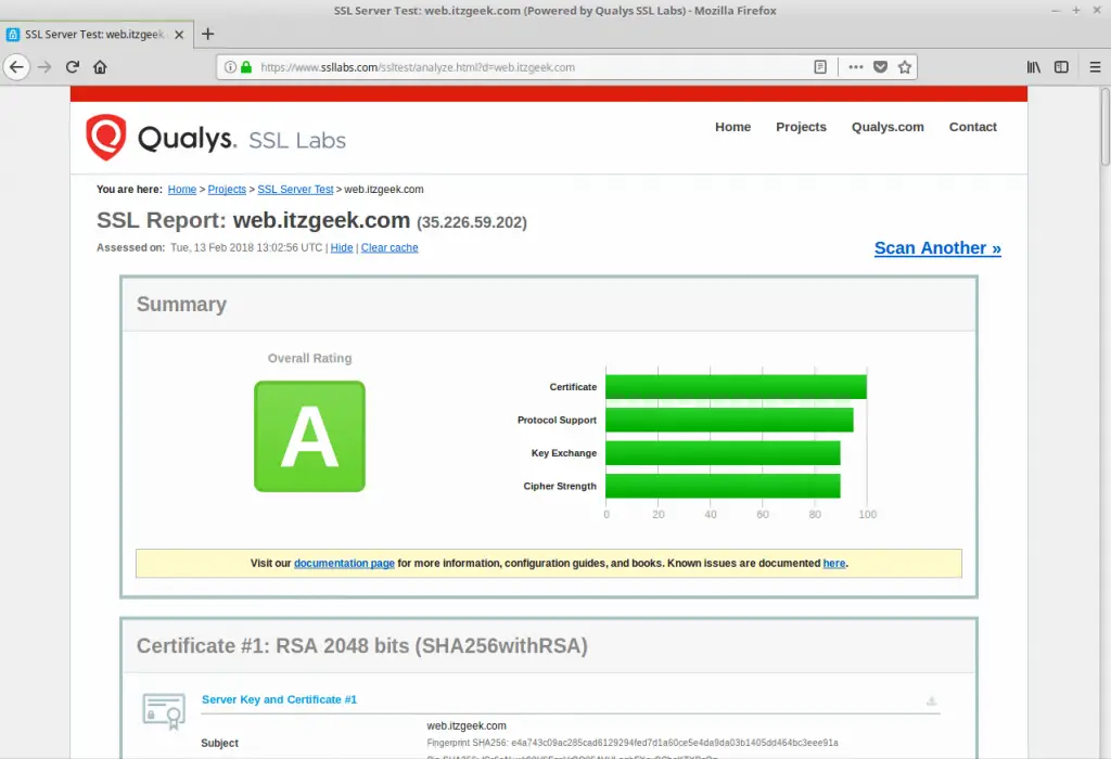 Setup Let's Encrypt With Apache on CentOS 7 - SSL Test