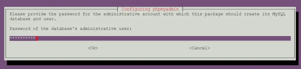 Install phpMyAdmin on Ubuntu 16.04 - Enter root Password