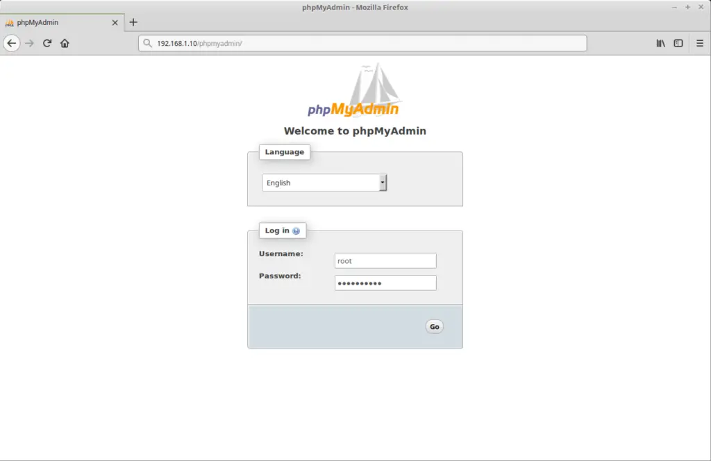 Install phpMyAdmin on Ubuntu 16.04 - phpMyAdmini Login Screen