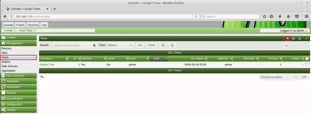 Monitor Remote Linux Servers with Cacti - Add Graph Tree
